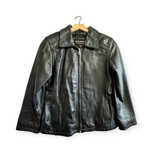 Willson Black leather Jacket,  Zip front, Size S